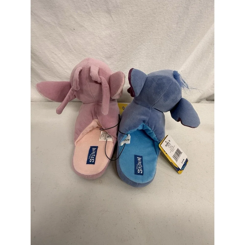 Disney Stitch And Angel Plush Slippers Kids Size L 2/3 NWT By Ground Up